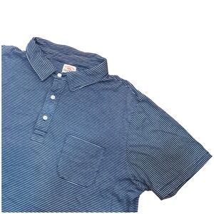 Faherty Mens Striped Cotton Polo Shirt Blue White XL Soft Lightweight Coastal